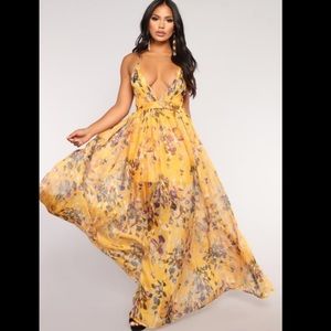 Yellow Floral Maxi Dress NWT